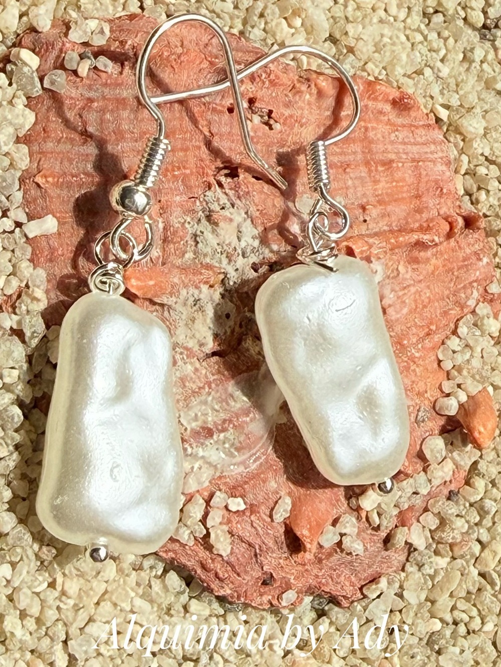 Baroque Irregular Pearl Drop Earrings in White acrylic